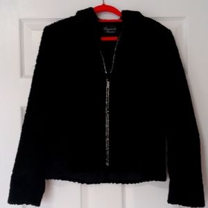 Giancarlo Ferrari faux fur black jacket with jeweled zipper size 4